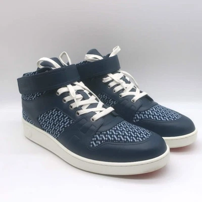 Zapatillas altas Hermes Freestyle azul marino de lona y cuero talla 43,5 Foto 1 de 4