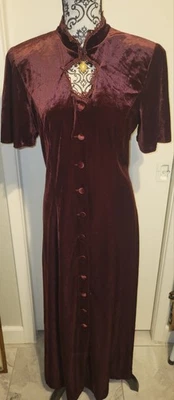 Maxi Vestido De Colección Molly Malloy Rojo Oscuro Terciopelo Talla 10 Cachicho Hada Vampiro Foto 1 de 4