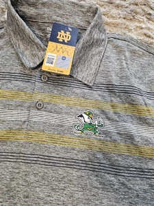 Polo uomo Notre Dame combattimento irlandese grigio erica righe anteriori XL  - Foto 1 di 7