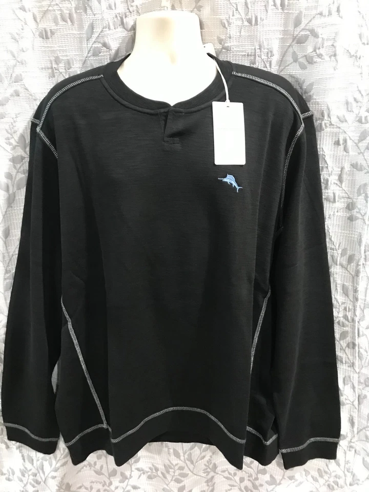 Tommy Bahama Big & Tall Tobago Bay Crew Neck Sweatshirt Mens Size 2XLT Black NWT - Image 1 of 4