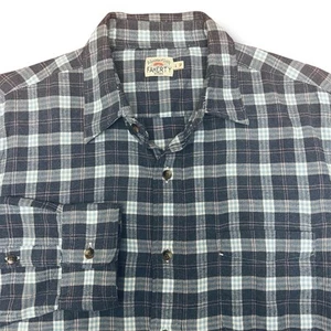 Faherty Herren LG Button Up Flanell Hemd blau grau kariert Baumwolle Qualität Komfort - Bild 1 von 8