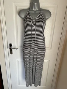Topshop Black & White Midi Dress - Halter Neck - Size 14 - Summer *Altered* - Picture 1 of 13