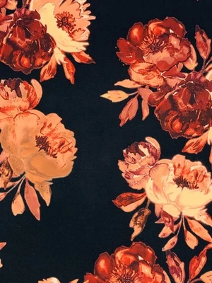 Jersey Floral Tejido Estampado Polvo Negro Colores Otoño Por Yarda Foto 1 de 3