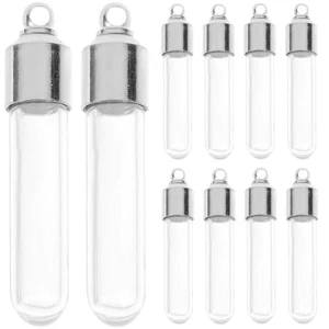 Mini botellas de vidrio con forma de tubo de 10 piezas con tapa base redonda transparente para regalos - Imagen 1 de 12