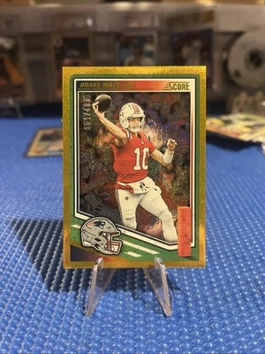 2025 Score Football #27 Drake Maye Gold Dots /499 Patriots - Image 1 of 3