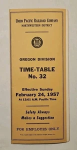 Union Pacific Railroad 1957 horario de empleados 32 división de Oregón raro nuevo dist. - Imagen 1 de 4