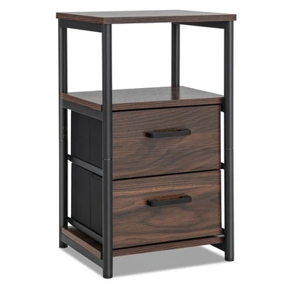 Nightstand Bedside End Table with 2 Fabric Drawers Storage Shelf for living room - Image 1 of 4