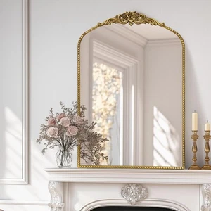 Vintage Gold Arched Mirror 24"x36", Traditional Arendahl Antique Mirror with ... - Picture 1 of 9