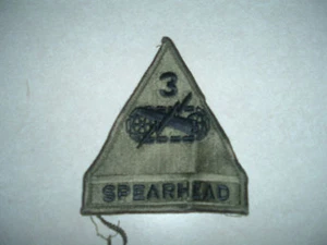MILITARY PATCH 3RD ARMORED DIVISION SPEARHEAD SUBDUED SEW ON COMBAT USED - Picture 1 of 1