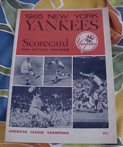 1965 NY YANKEES Game Program Vs Tigers - Yankee Stadium - unscored - Picture 1 of 6
