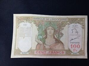 billet Tahiti Papeete 100 francs nd 1939 / 65 #14d rare banque  indochine