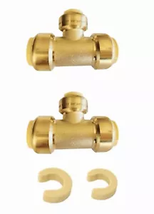 EFIELD 2 PCS 3/4"x3/4"x 1/2“ Push Fit Tee Fittings With 2 Clips - Picture 1 of 3