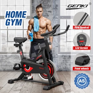 GENKI Spin Bike Cycling Fitness Home Gym Exercise Bike Adjustable Workout w/LCD - Picture 1 of 12
