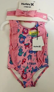 Costume da bagno Hurley nuovo con etichette 12 MB rosa sirena pezzo unico UPF 50+ - Foto 1 di 4