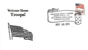Postal Cover: Welcome Home Troops! Armed Forces Day, Torrance, CA 5-16-1991 - Picture 1 of 2