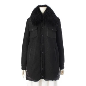 MONCLER Gentian Lana Nylon Piel Plumón Abrigo Plumón Chaqueta Negro 0 - Imagen 1 de 17