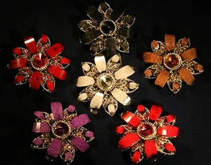 Crystal Rhinestone Dazzled Flower Broach Pin Pendant Multi-Color FREE USA S&H D - Picture 1 of 10