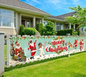 Vintage Merry Christmas Banner Retro Yard Sign Winter Xmas Outdoor Decorations - Picture 1 of 7