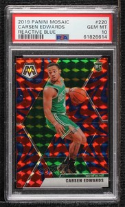 2019 Mosaic Rookies Reactive Blue Prizm Carsen Edwards PSA 10 GEM MT Rookie RC
