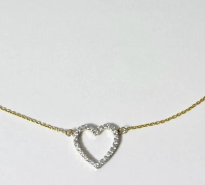 NECKLACE DIAMOND HEART 14K YELLOW GOLD WITH CHAIN  18" - Image 1 of 4