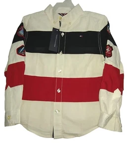 Tommy Hilfiger Block Stripe Long Sleeves Collar Dress Shirt Toddler Boy Sz 6 - Picture 1 of 5