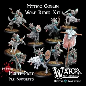 Mythic Goblin Wolf Riders (x9)/Dungeons and Dragons/Wargaming/Warp Miniatures - Foto 1 di 4