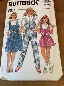 Butterick Fast Easy 3917 Sewing Pattern Girls teens Jumper Jumpsuit 7 8 10 - Picture 1 of 6