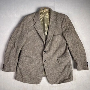 Harris Tweed Blazer Houndstooth Wool Sport Coat Made in USA Mens Size 40R - Picture 1 of 12