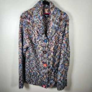 Vintage Colour Works Cardigan Sweater Womens M Multicolor Mohair Space Dye Y2K - Picture 1 of 13