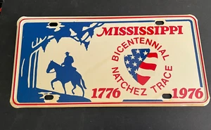 1976 Mississippi Bicentennial Natchez Trace License Plate Booster Steel horse - Picture 1 of 1