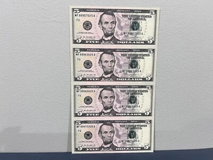 2013 $5 UNCUT SHEET OF 4 - CHOICE NEW - $20 Face Value FREE SHIP!!! CHEAP - Picture 1 of 3