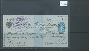 SCHECK - CH1356- GEBRAUCHT -1945/46- BARCLAYS BANK, LLANWRTYD WELLS - Bild 1 von 1