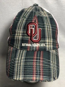 Oklahoma Sooners National Champs 1974 Green Plaid Mesh Back Snapback Trucker Hat - Picture 1 of 10