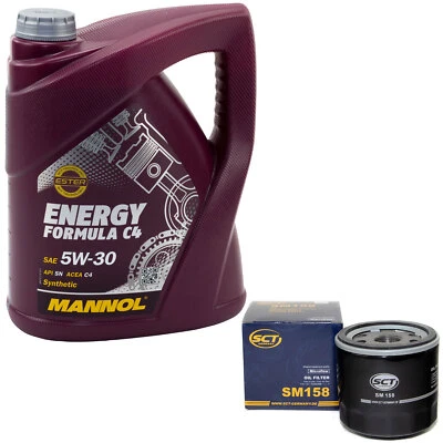 MANNOL Motoröl Set 5W30 5 Liter + Ölfilter SM 158 für Infiniti Mercedes Nissan Renault