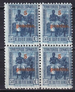 Guinea 1934-41 Edifil NE14 5 pesetas over 50 centimos not issued x 4 MNH VF (II) - Picture 1 of 2