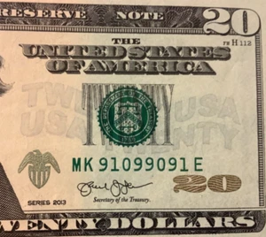 $20 DOLLAR BILL Flipper ☆ Rotator ☆ 91 0990 91 ☆ Trinary Fancy Serial Number - Picture 1 of 7