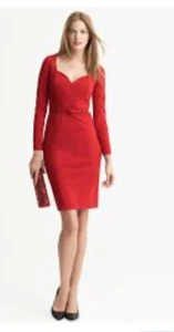 Banana Republic L'Wren Scott Dress New 8 Red Sweetheart Neck Belted MSRP $119 - Picture 1 of 10