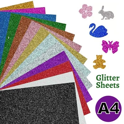 ACROCART A4 Glitter Card Coloured Cardstock Premium Quality Low Shed 250gsm Crafts