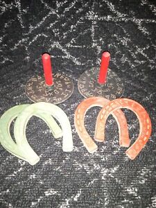 Vintage Horseshoes Unbranded  Green and Red Rubber Game