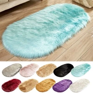 Wool Floor Protection Non Slip Sheepskin Rug Bedroom Mats Soft Rugs Faux Fur - Picture 1 of 19