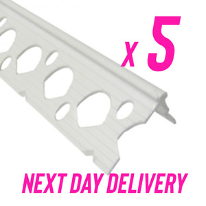 5x PVC Thin Coat Angle Bead 2.4m Plastic Corner Skim Next Day Delivery