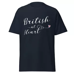 British At Heart Unisex T-Shirt, Great Britain Union Jack Flag Tee, Anglophile - Picture 1 of 9