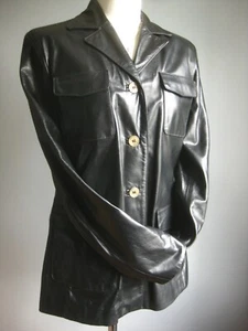 MAROON LEATHER REEFER JACKET 14 16 trucker fight club biker boyfriend soft real  - Picture 1 of 12