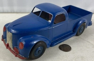 Vintage 1940's Die-Cast Aluminum Slik-Toys Lansing IA Blue Pickup Truck 7” - Image 1 of 4