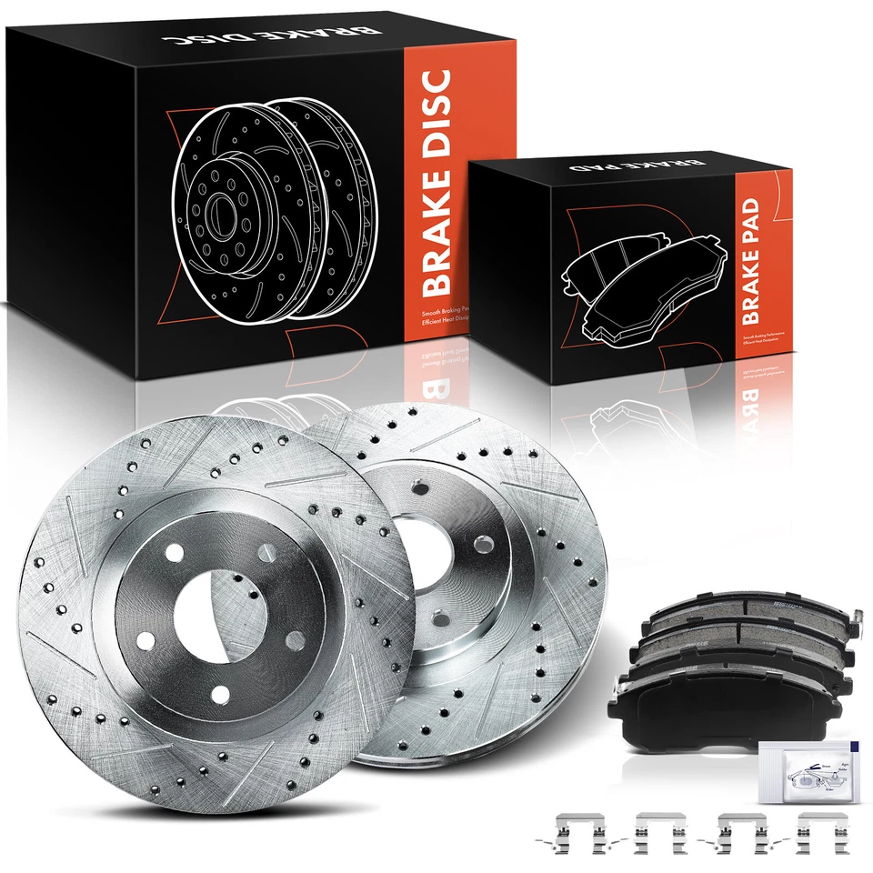 Rotores de freno delanteros perforados y pastillas de freno de cerámica para Nissan Altima INFINITI I35 Foto 1 de 4