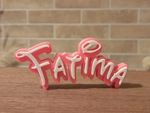 FATIMA PERSONALIZE DISNEY NAME PLATE SIGN CUSTOM DOOR TAG FONT WALL BEDROOM PINK - Picture 1 of 2