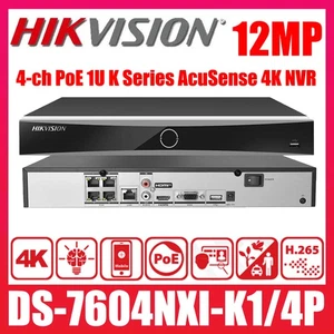 HIKVISION NVR DS-7604NXI-K1/4P Acusense AI 4CH 4 POE 4K 12MP IP video recorder - Picture 1 of 10