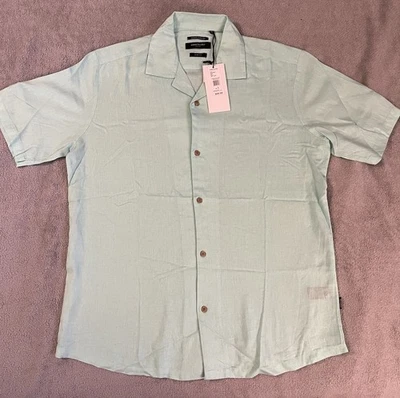 NWT Men's Medium Kenneth Cole Slim Fit Mint Button Up Short Sleeve Shirt (Z3) - Image 1 of 4