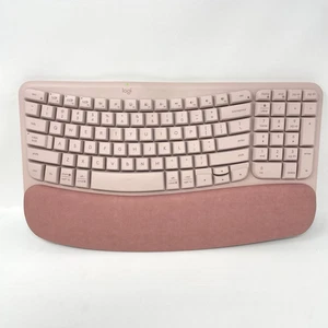 Logitech Wave Keys Rose Wireless Ergonomic Keyboard Comfortable Natural Typing - Picture 1 of 6
