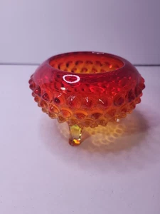 Florero rana vintage vikingo de vidrio caqui hobnail ámbar flowerlite - Imagen 1 de 15